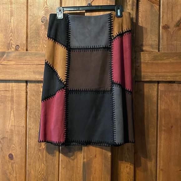 Context Dresses & Skirts - Vintage Context by Lord and Taylor Faux Suede Patchwork Skirt